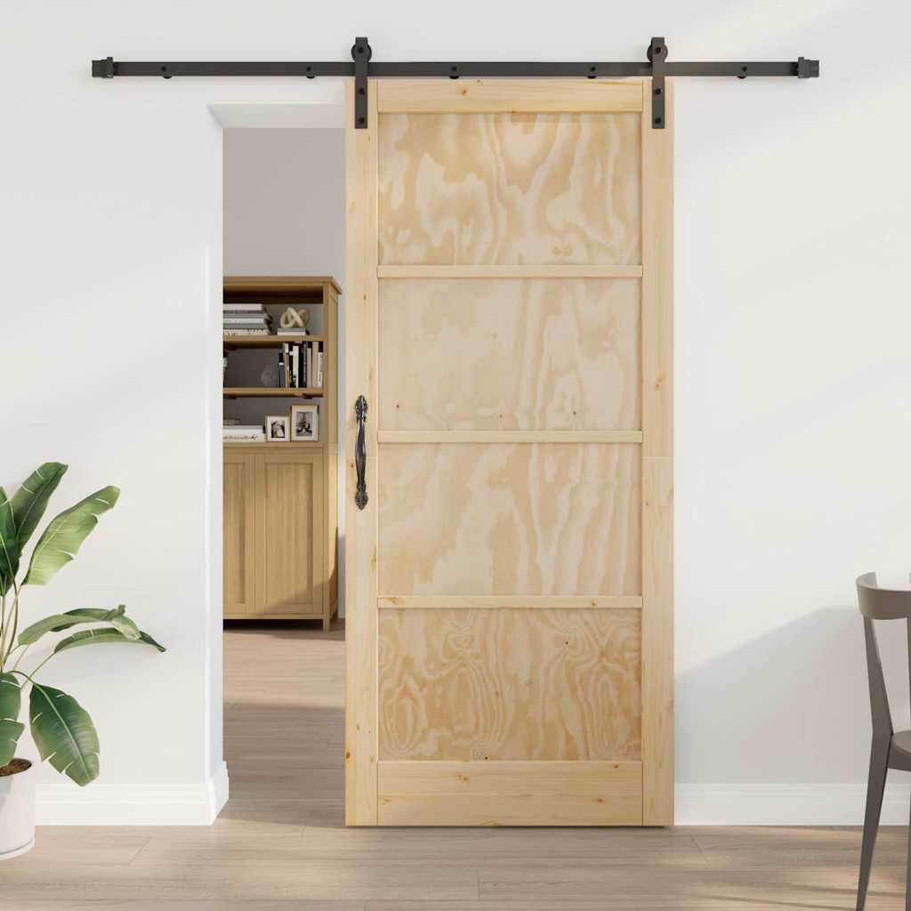 Sliding Door Manual Natural and black 93 x 211 cm