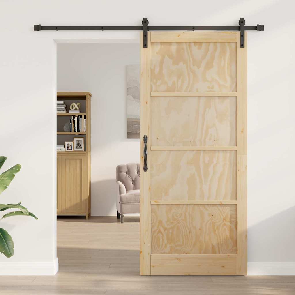 Sliding Door Manual Natural and black 93 x 211 cm