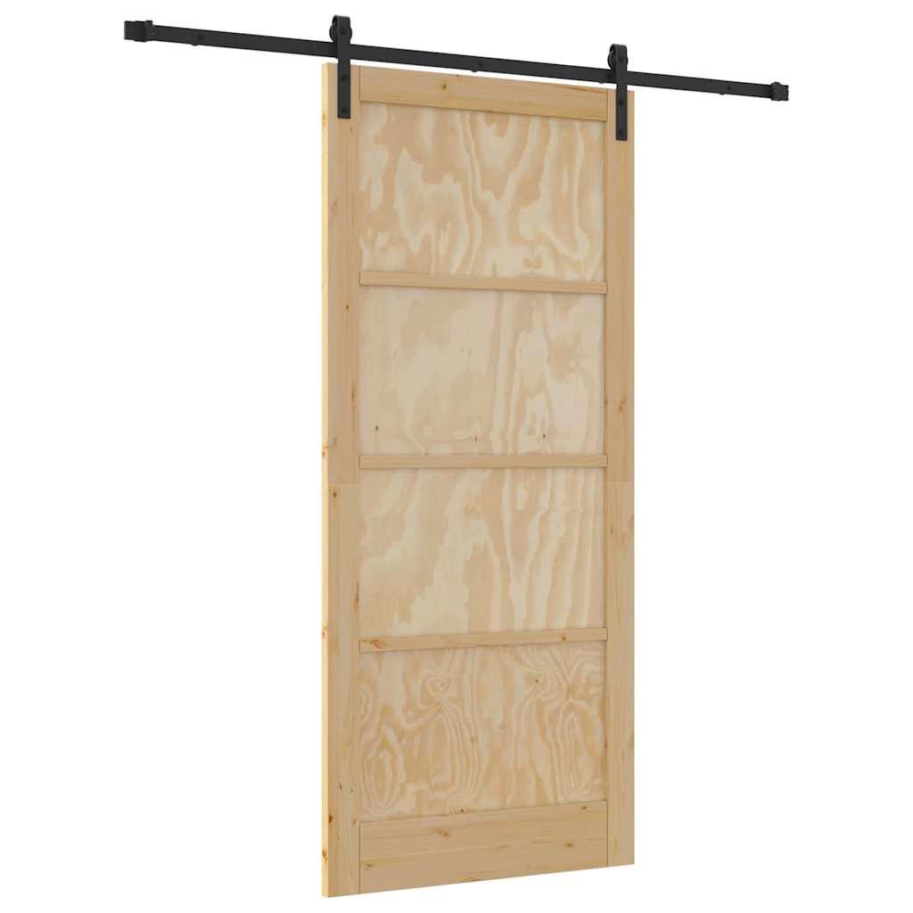 Sliding Door Manual Natural and black 93 x 211 cm