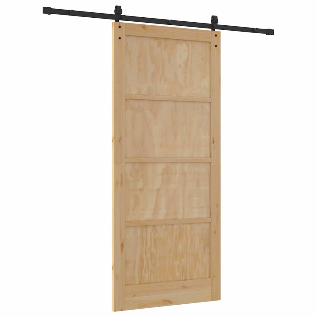 Sliding Door Manual Natural and black 93 x 211 cm