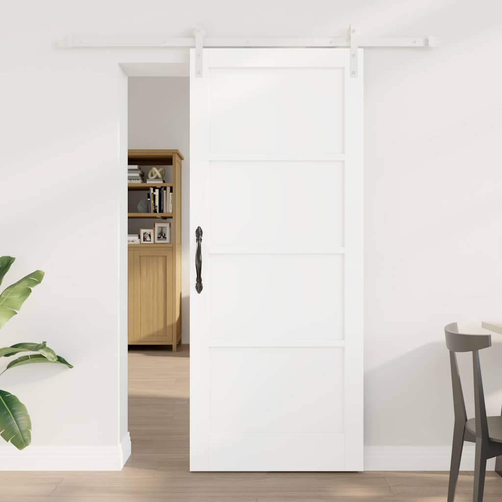 Sliding Door Manual White 83 x 202 cm Solid pine wood and steel
