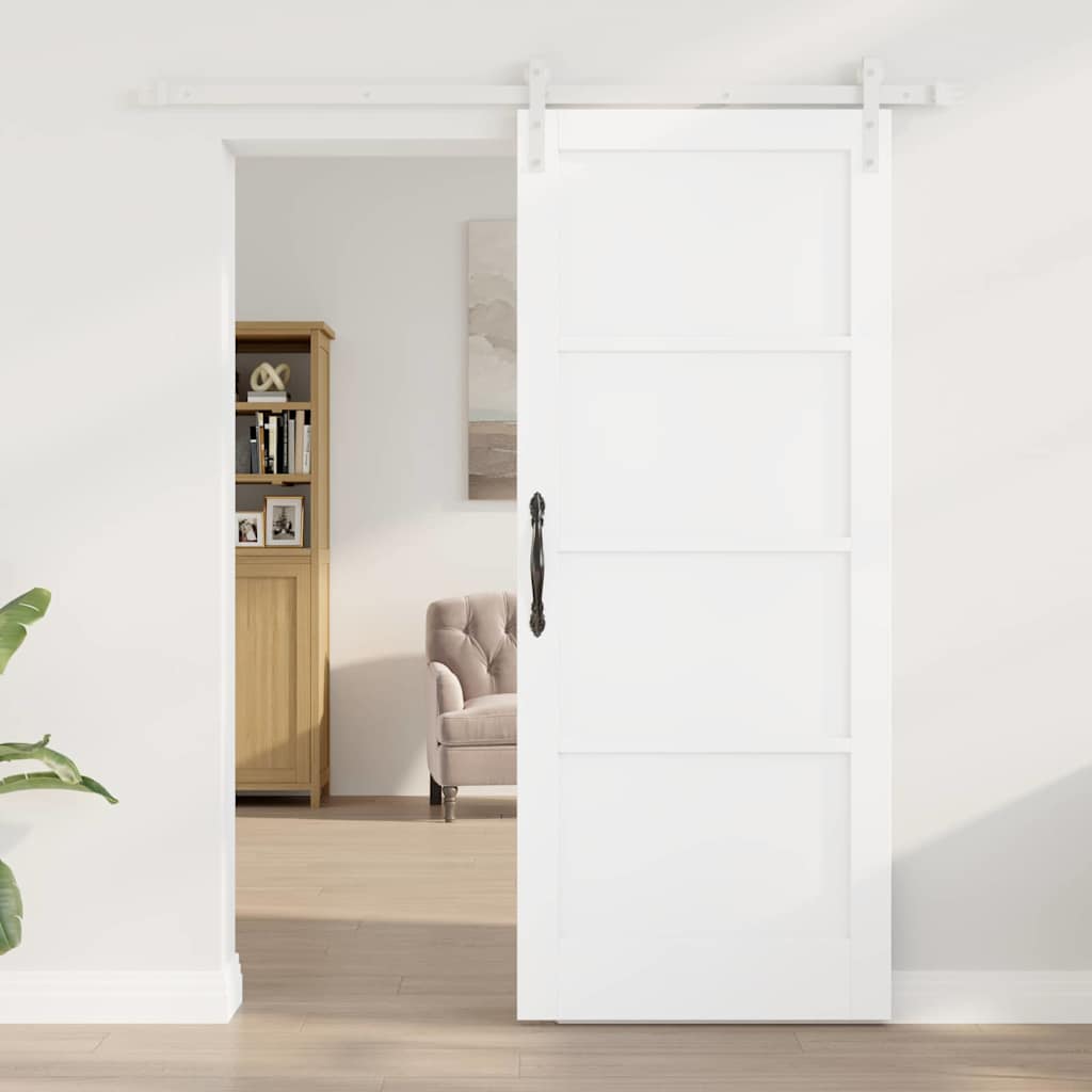 Sliding Door Manual White 83 x 202 cm Solid pine wood and steel