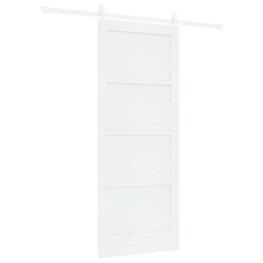 Sliding Door Manual White 83 x 202 cm Solid pine wood and steel