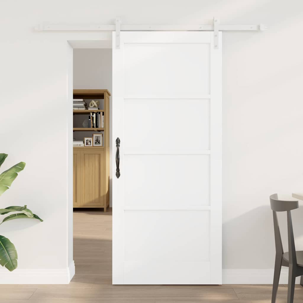 Sliding Door White 86 x 198.5 cm Solid pine wood and steel