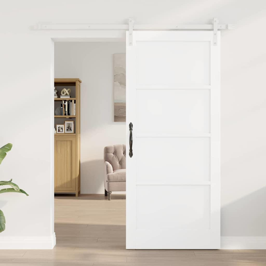 Sliding Door White 86 x 198.5 cm Solid pine wood and steel