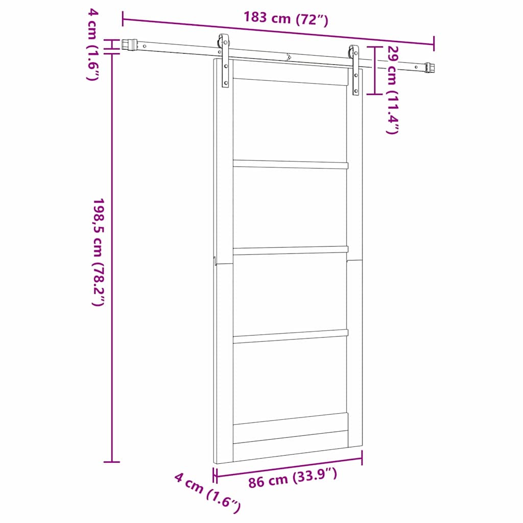 Sliding Door White 86 x 198.5 cm Solid pine wood and steel