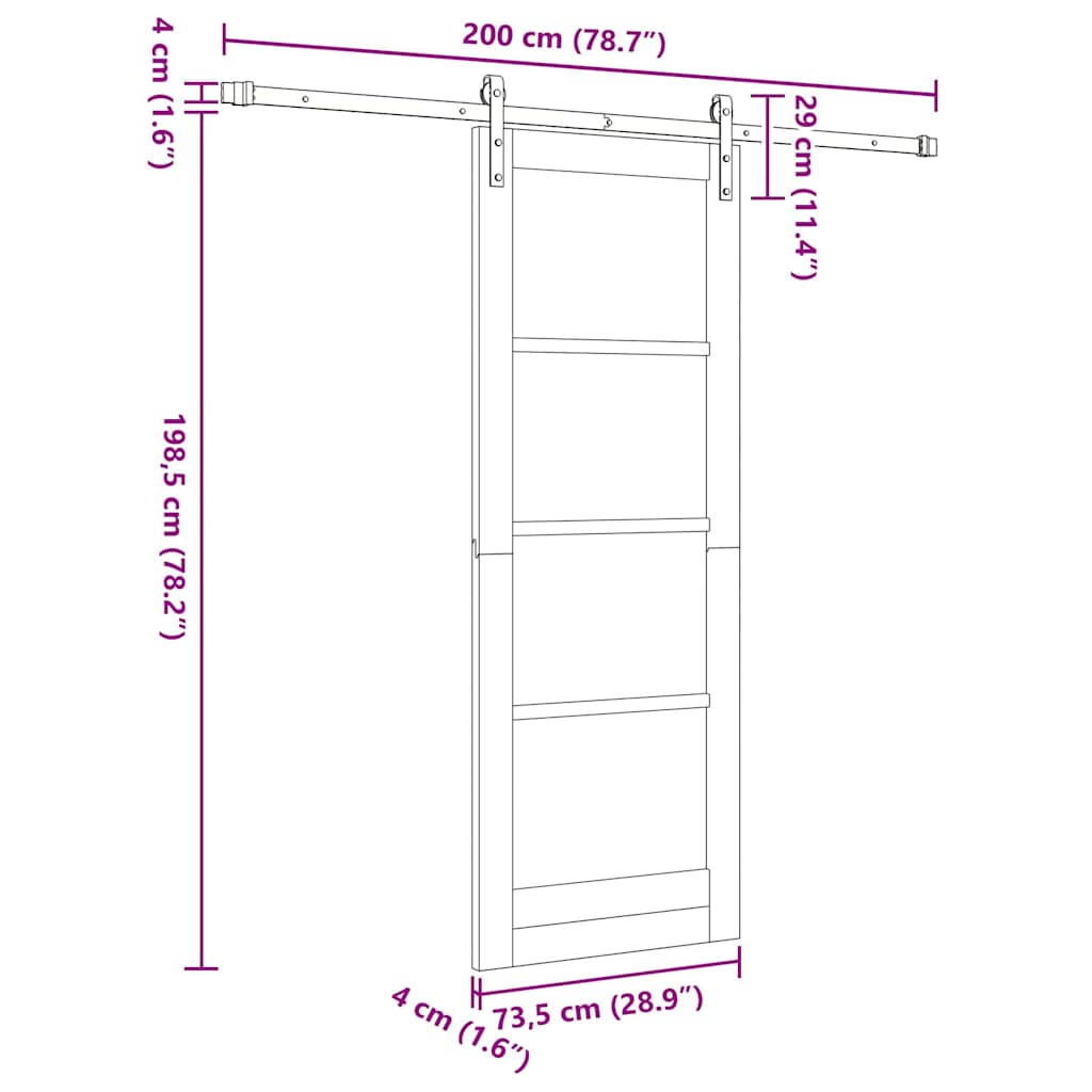 Sliding Door Manual Natural and white 73.5 x 198.5 cm