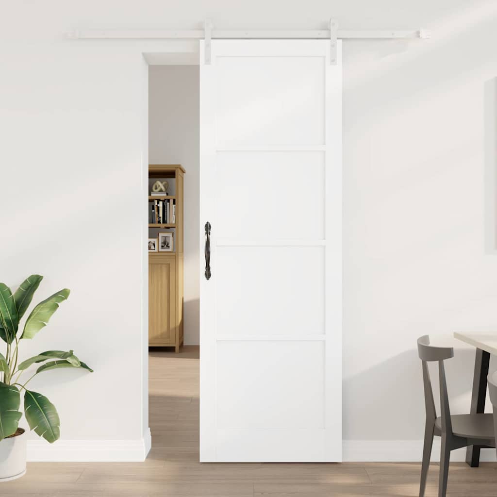 Sliding Door Manual White 78 x 232 cm Solid pine wood and steel