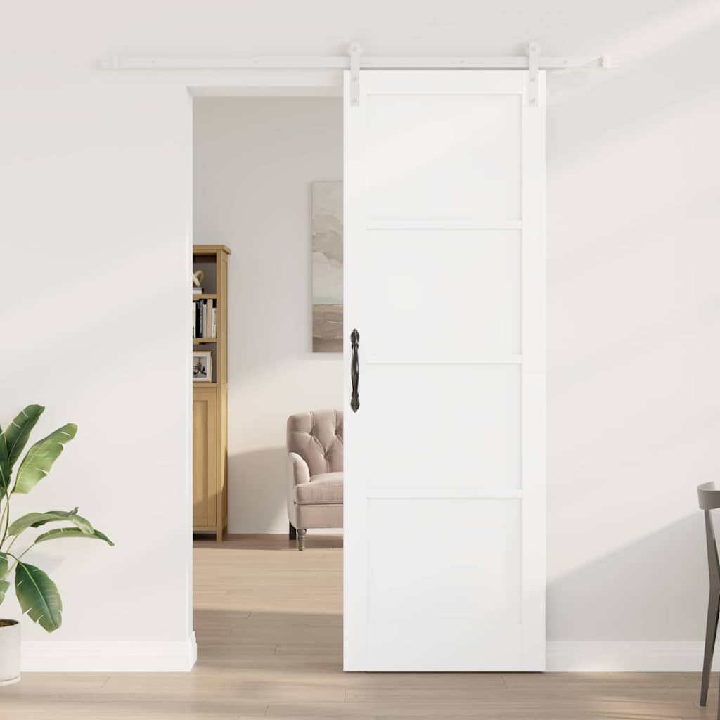 Sliding Door Manual White 78 x 232 cm Solid pine wood and steel