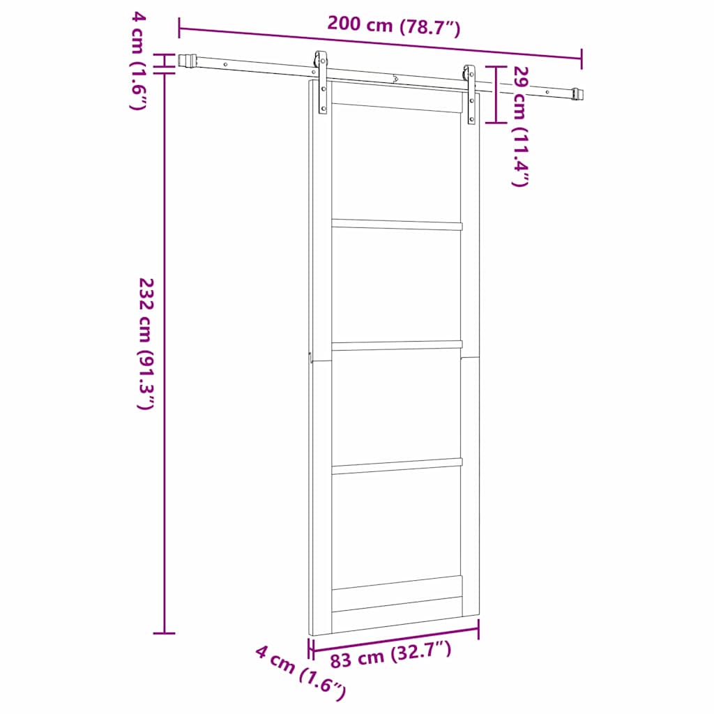 Sliding Door Manual Natural and white 83 x 232 cm