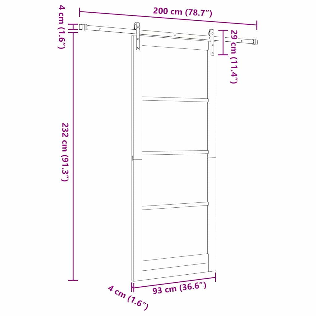 Sliding Door Manual Natural and white 93 x 232 cm