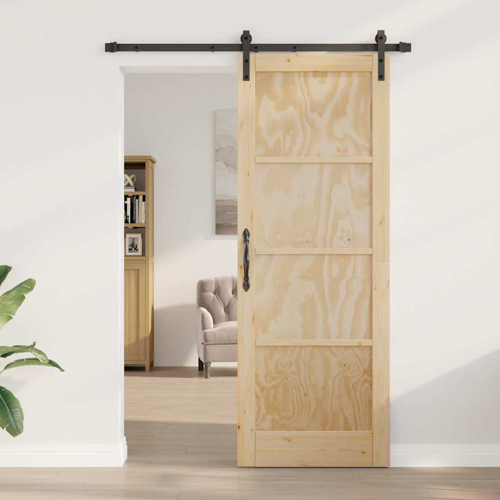 Sliding Door Manual Natural and black 78 x 211 cm