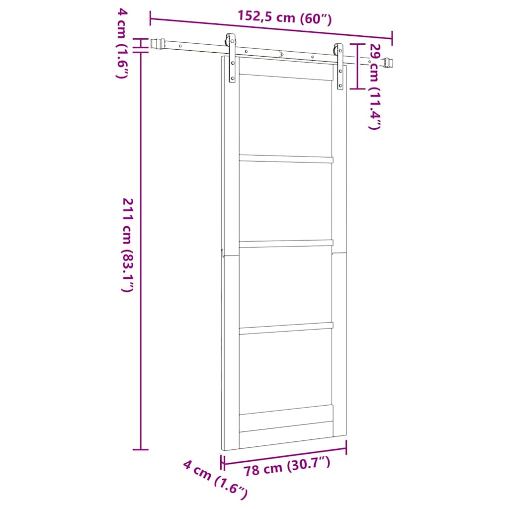 Sliding Door Manual Natural and black 78 x 211 cm