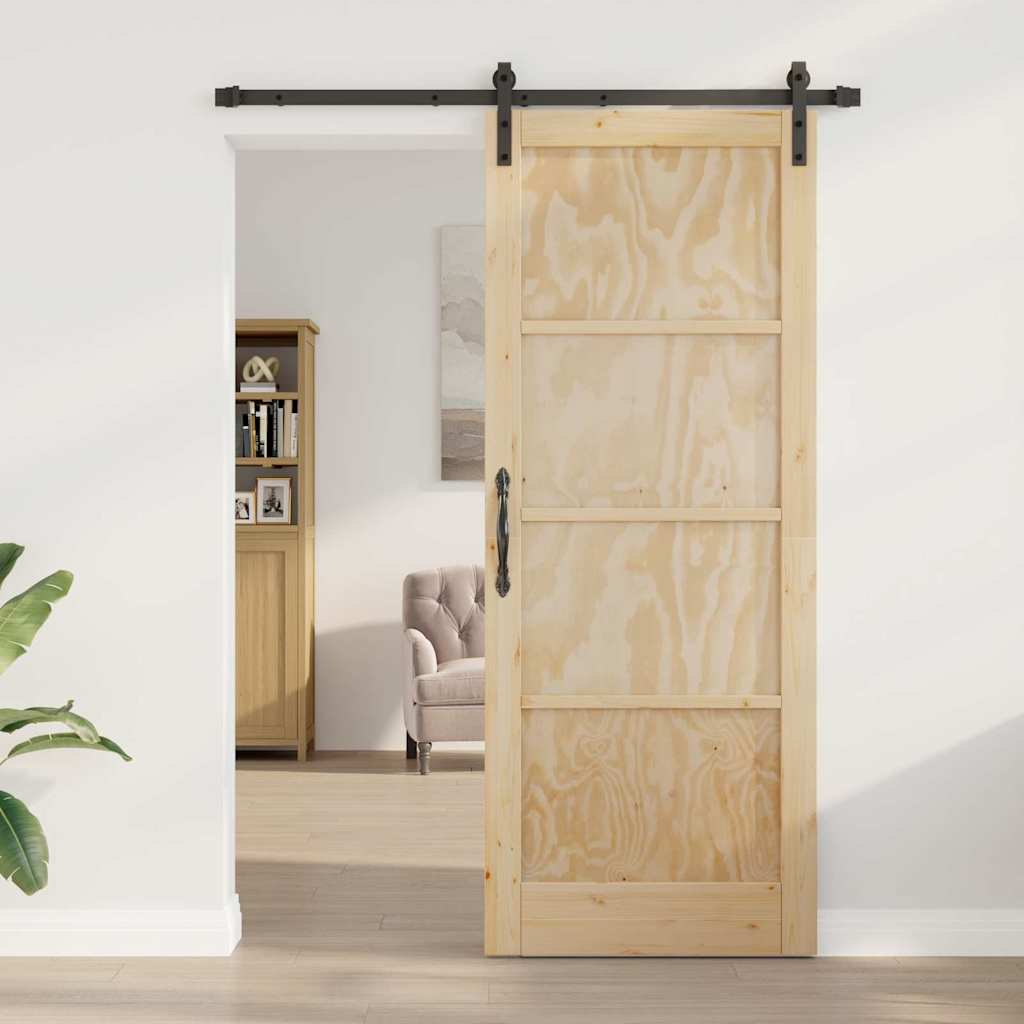 Sliding Door Manual Natural and black 83 x 211 cm