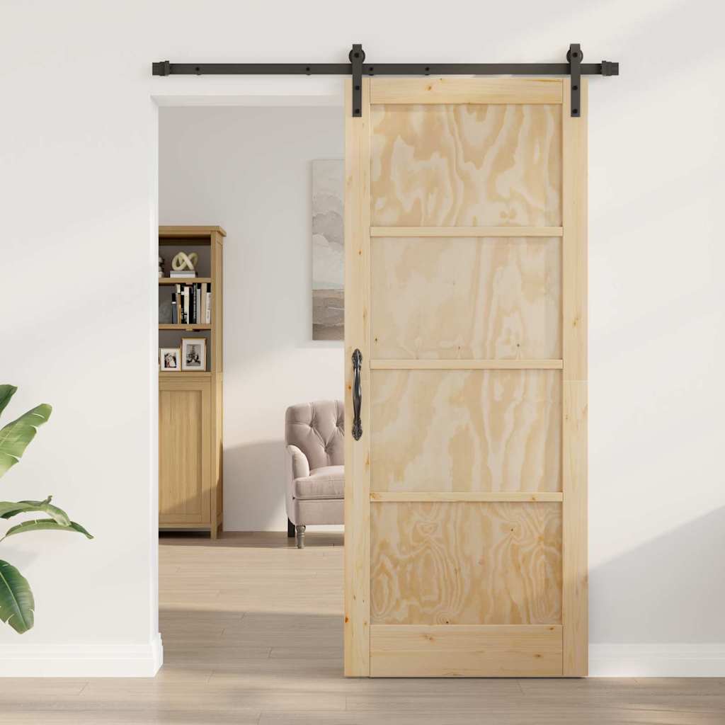 Sliding Door Manual Natural and black 86 x 211 cm