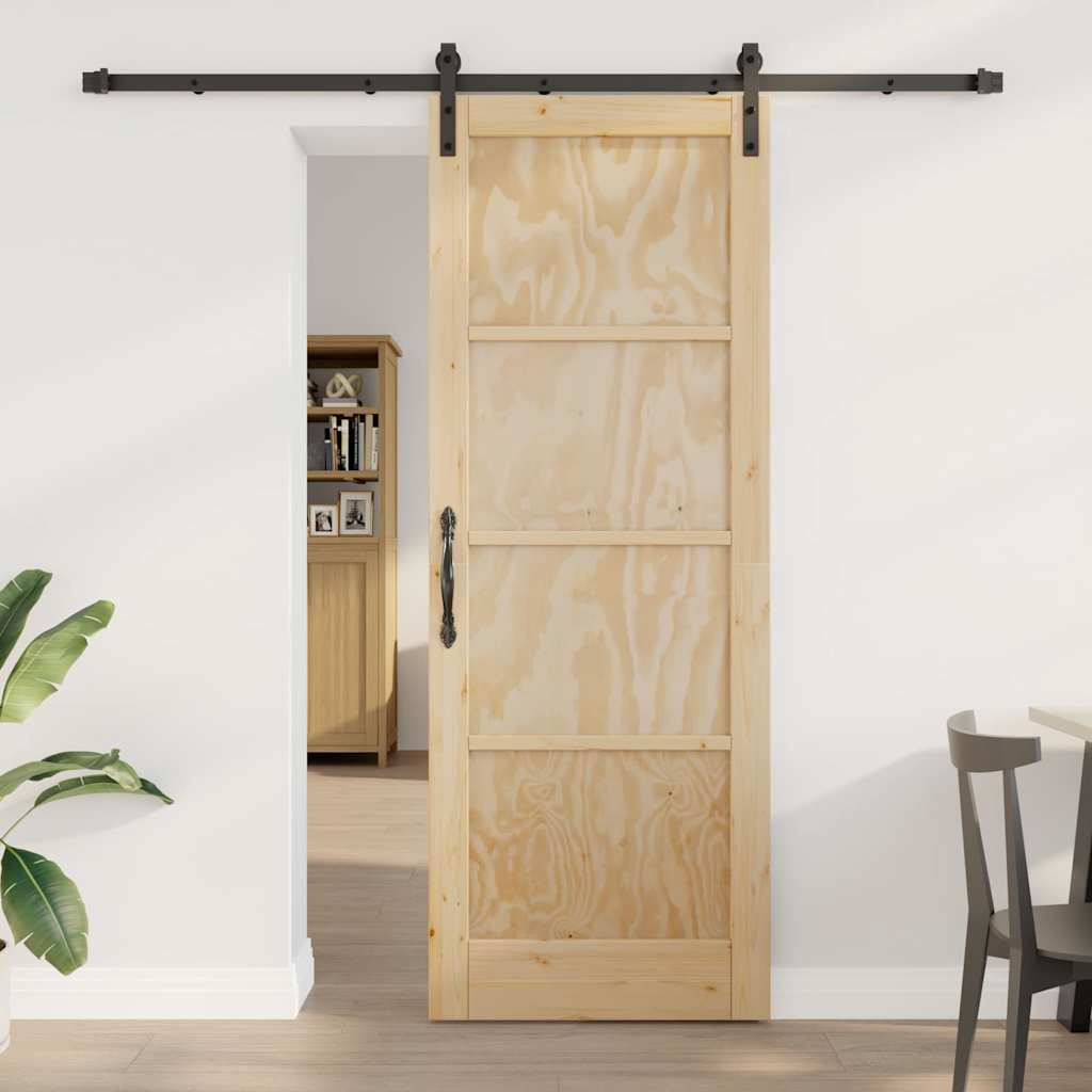 Sliding Door Manual Natural and black 78 x 211 cm