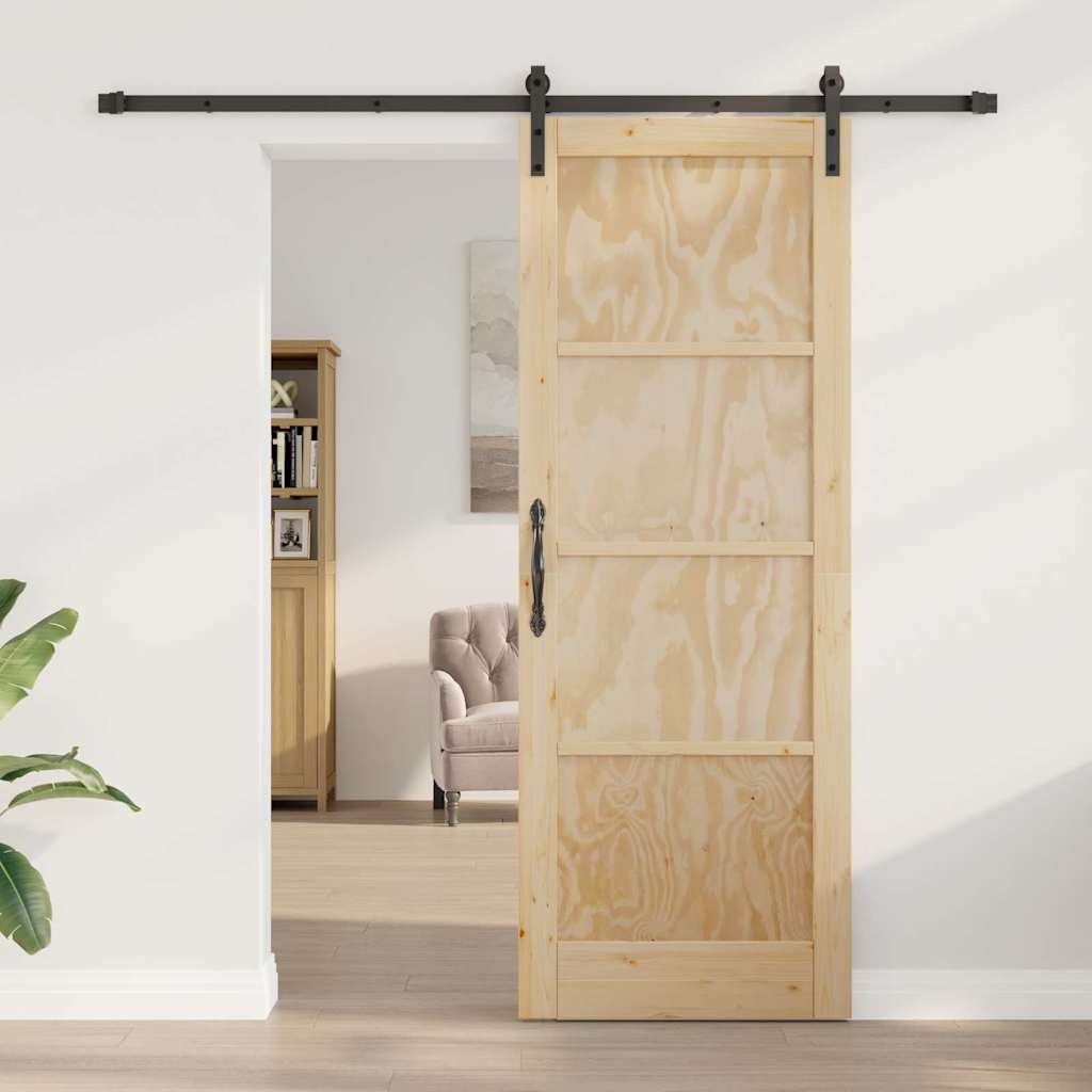 Sliding Door Manual Natural and black 78 x 211 cm