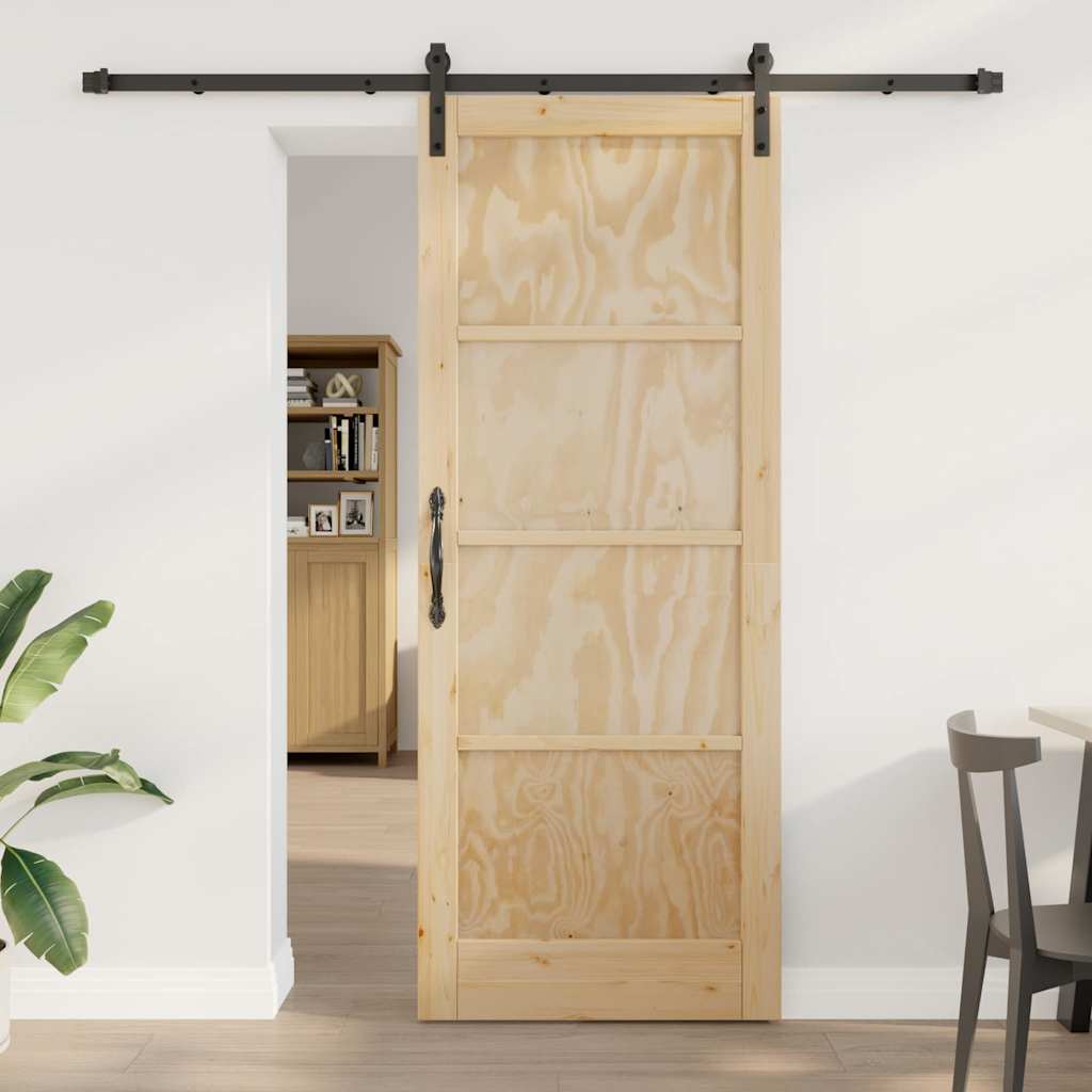 Sliding Door Manual Natural and black 83 x 211 cm
