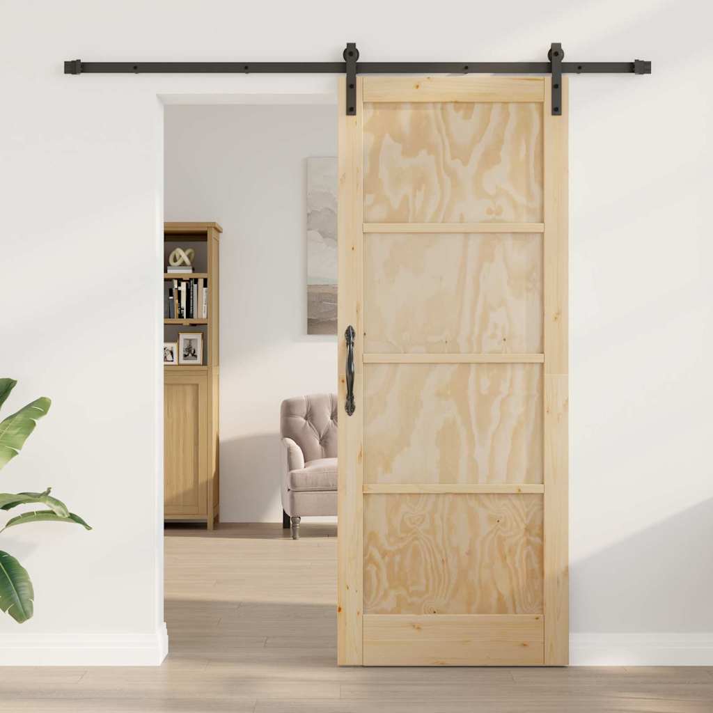 Sliding Door Manual Natural and black 83 x 211 cm