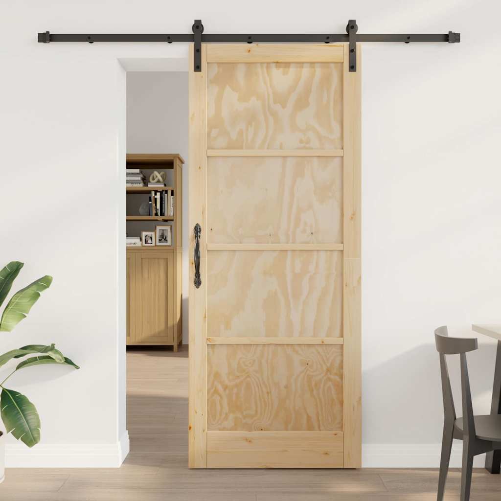 Sliding Door Manual Natural and black 86 x 211 cm