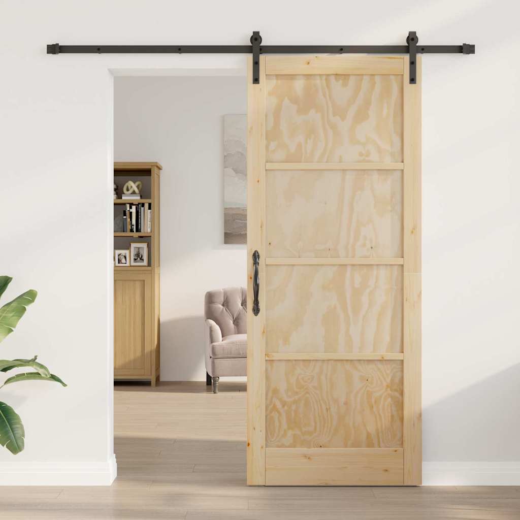 Sliding Door Manual Natural and black 86 x 211 cm