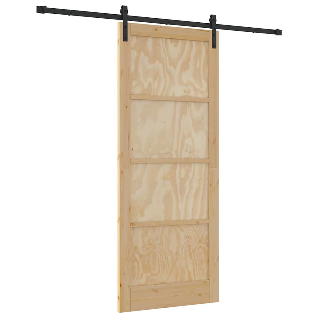 Sliding Door Manual Natural and black 86 x 211 cm