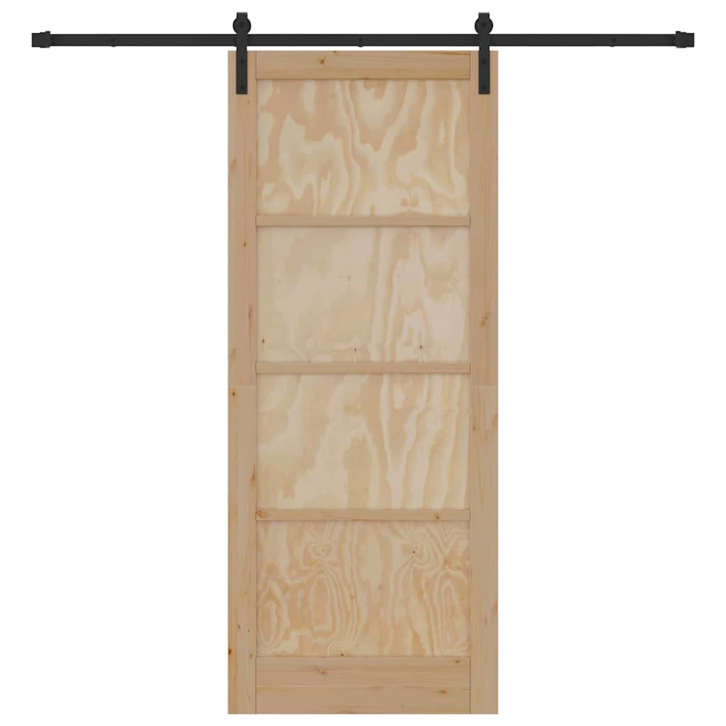 Sliding Door Manual Natural and black 86 x 211 cm