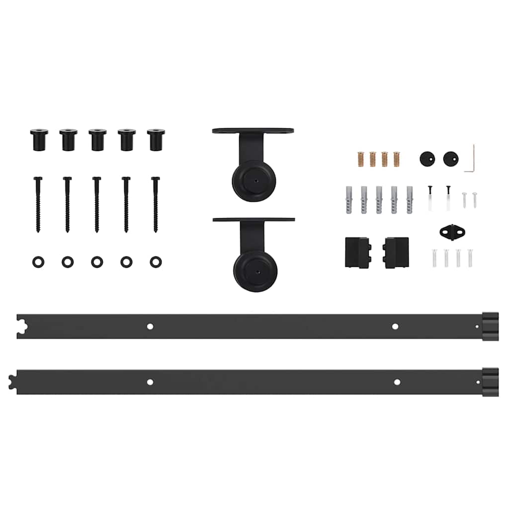 Sliding Door Set Manual Natural and black 73.5 x 211 cm