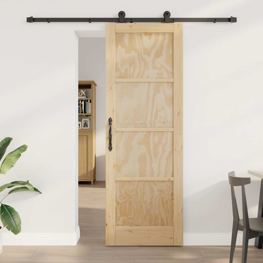 Sliding Door Set Manual Natural and black 73.5 x 211 cm