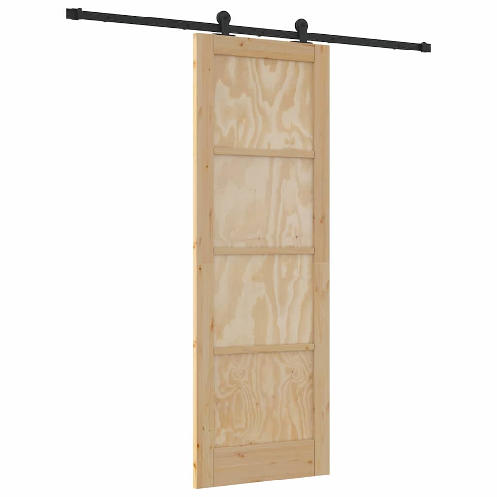 Sliding Door Set Manual Natural and black 73.5 x 211 cm