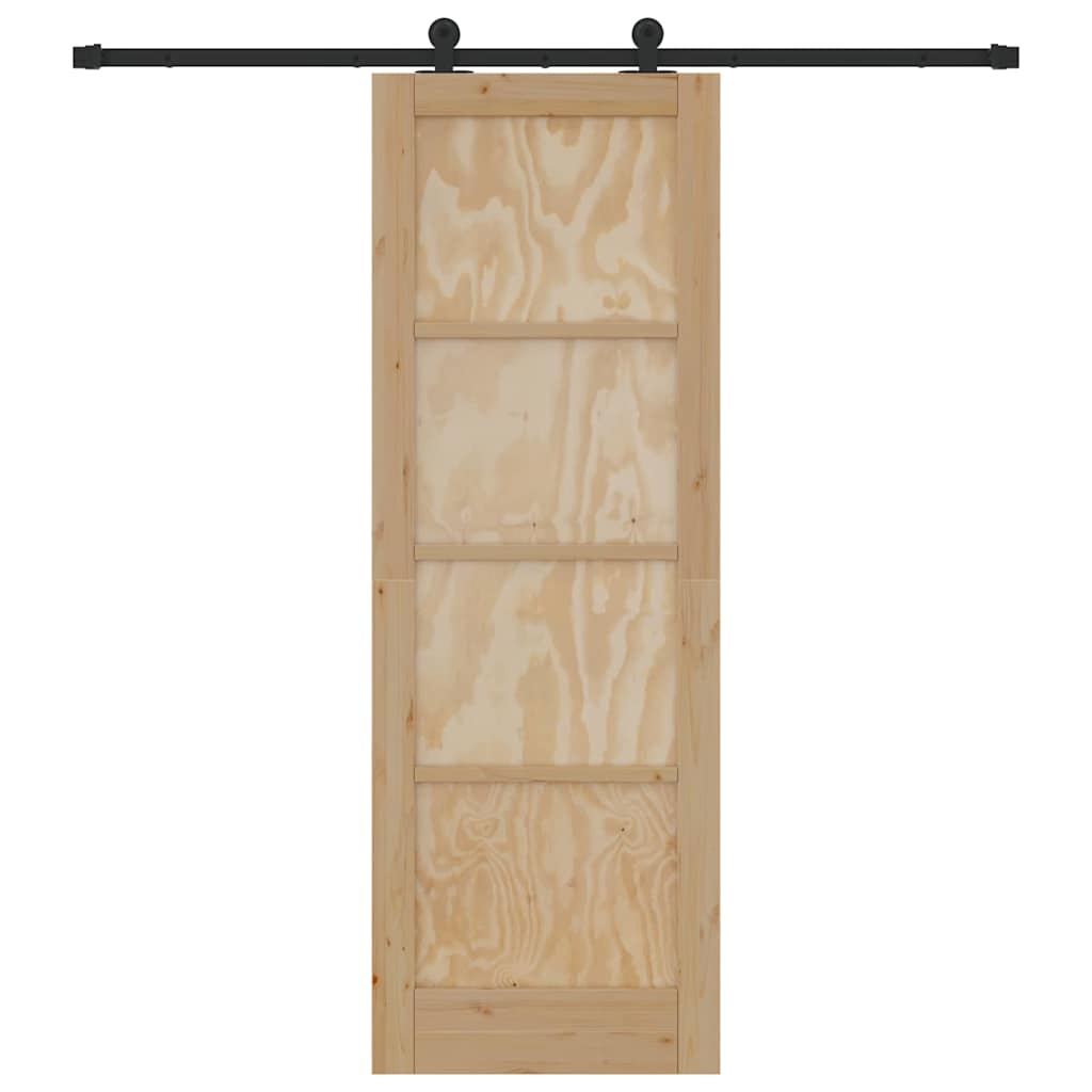 Sliding Door Set Manual Natural and black 73.5 x 211 cm
