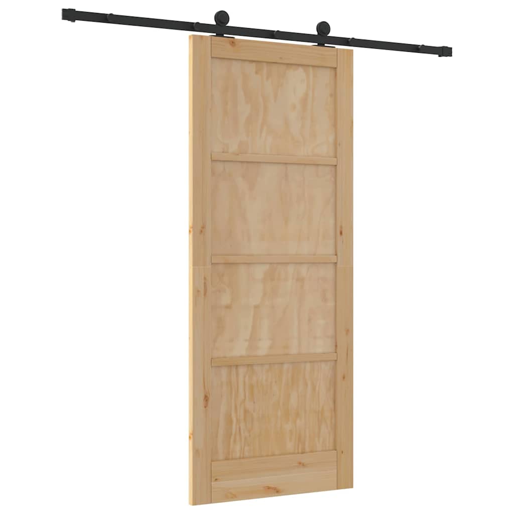 Sliding Door Set Manual Natural and black 83 x 202 cm