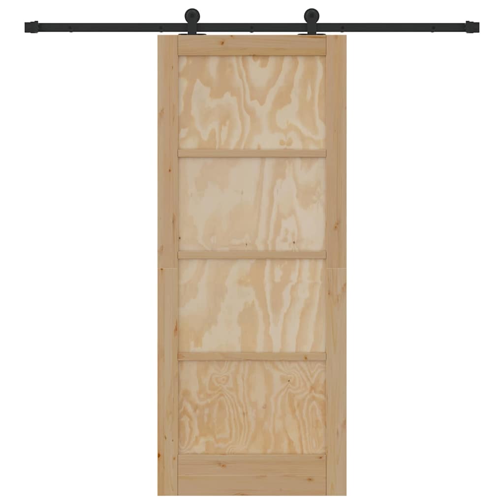 Sliding Door Set Manual Natural and black 83 x 202 cm