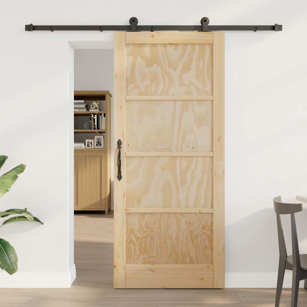 Sliding Door Set Manual Natural and black 86 x 198.5 cm