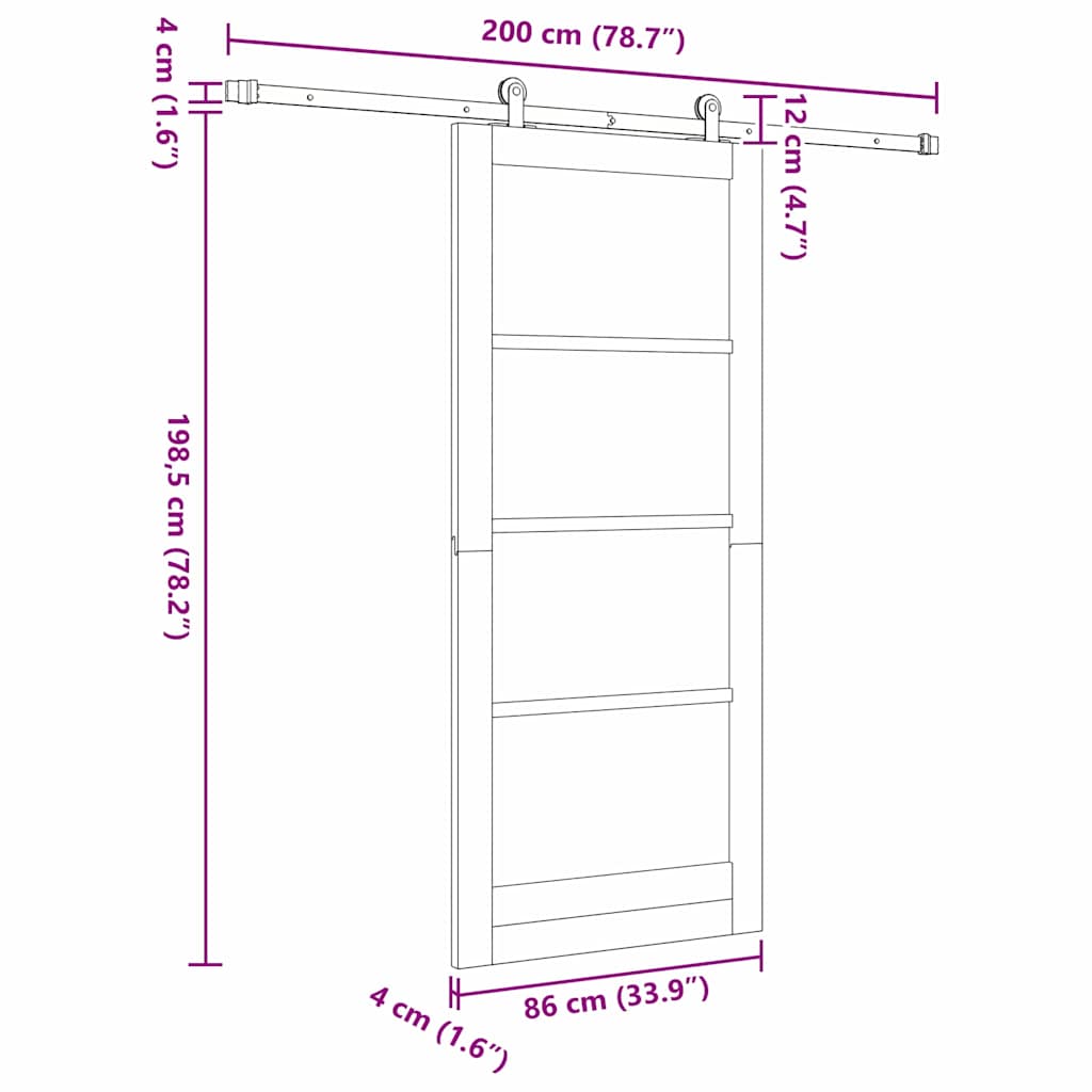 Sliding Door Set Manual Natural and black 86 x 198.5 cm