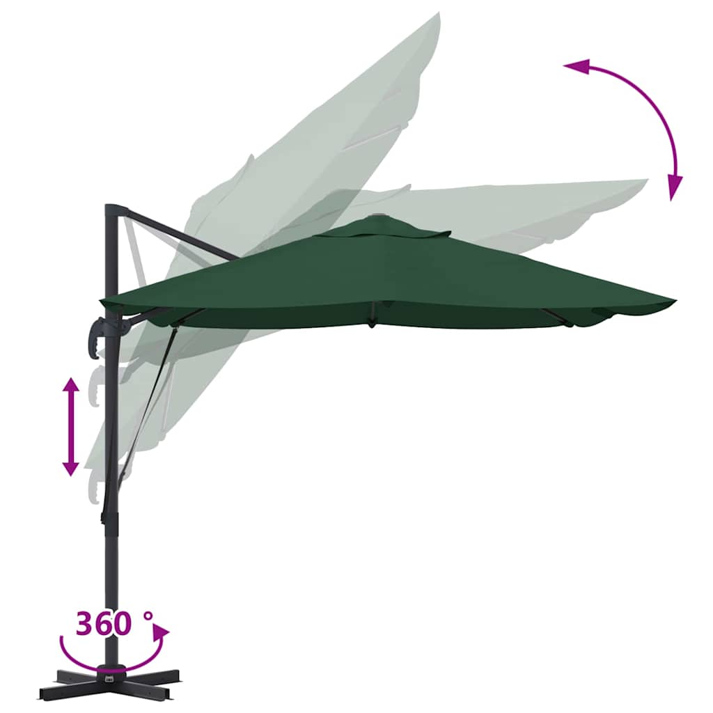 Cantilever Roma Parasol Green and Black 352 x 251 x 260 cm