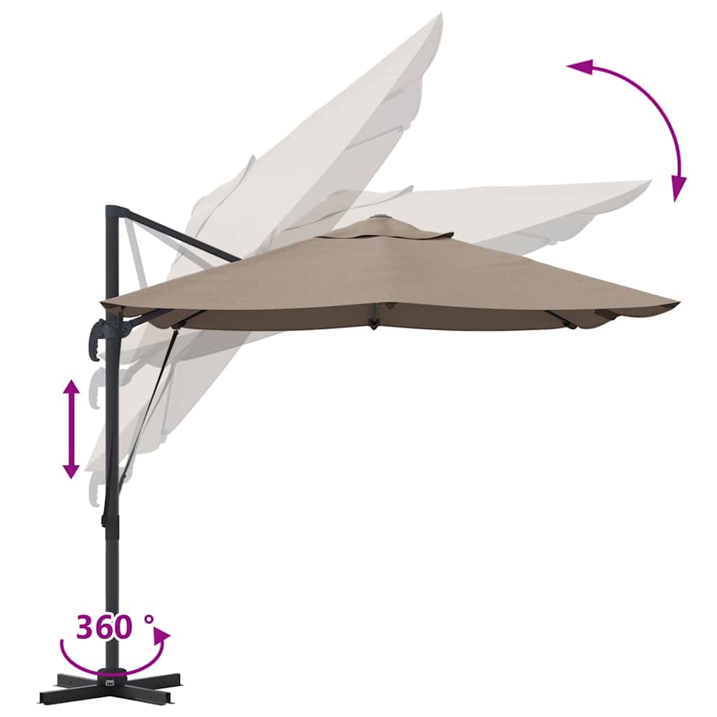 Cantilever Roma Parasol Taupe and Black 352 x 251 x 260 cm