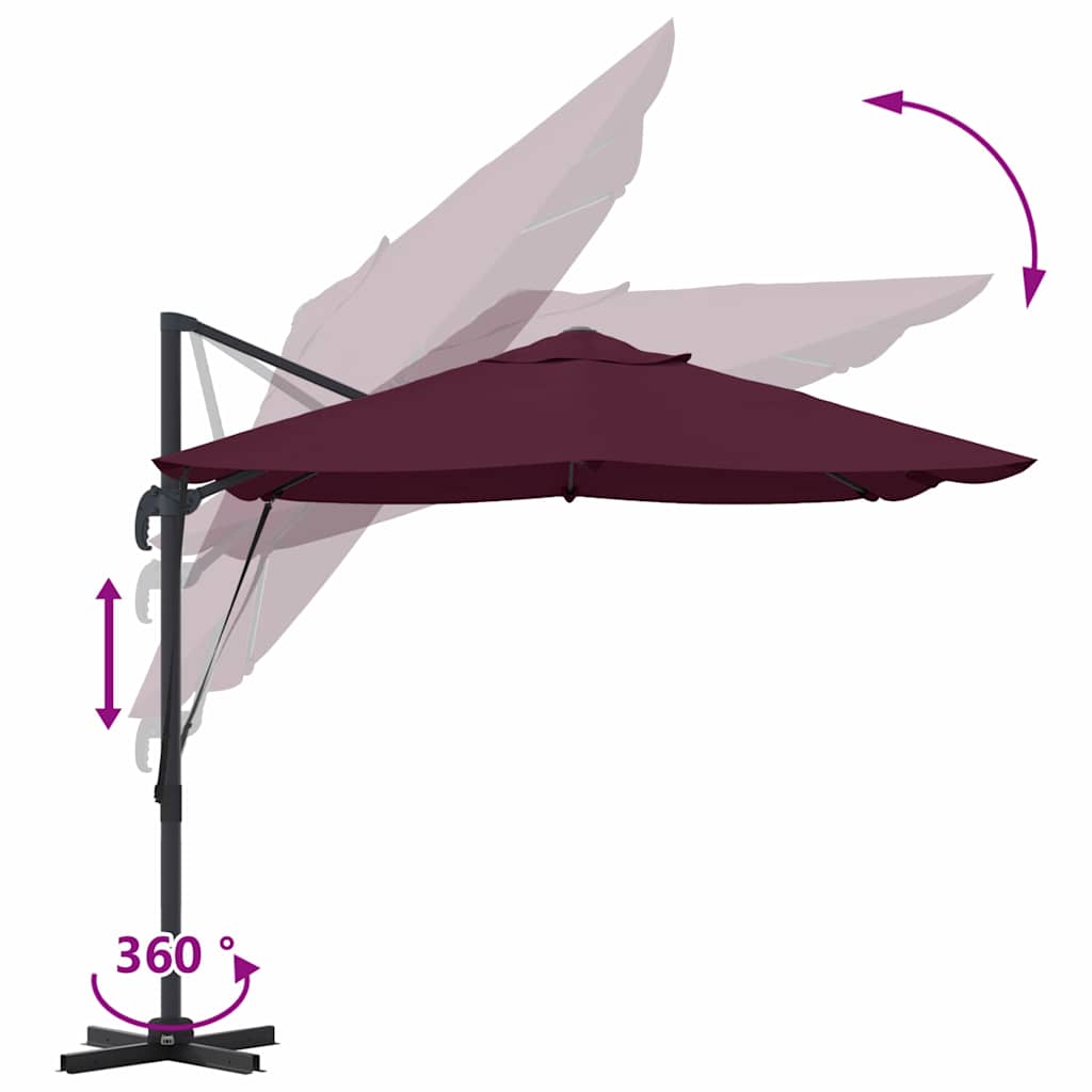 Cantilever Roma Parasol Red and Black 352 x 251 x 260 cm