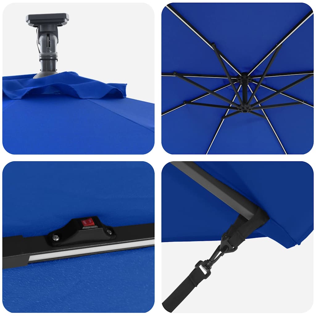 Cantilever Banana Parasol Azure blue 294 x 294 x 248 cm