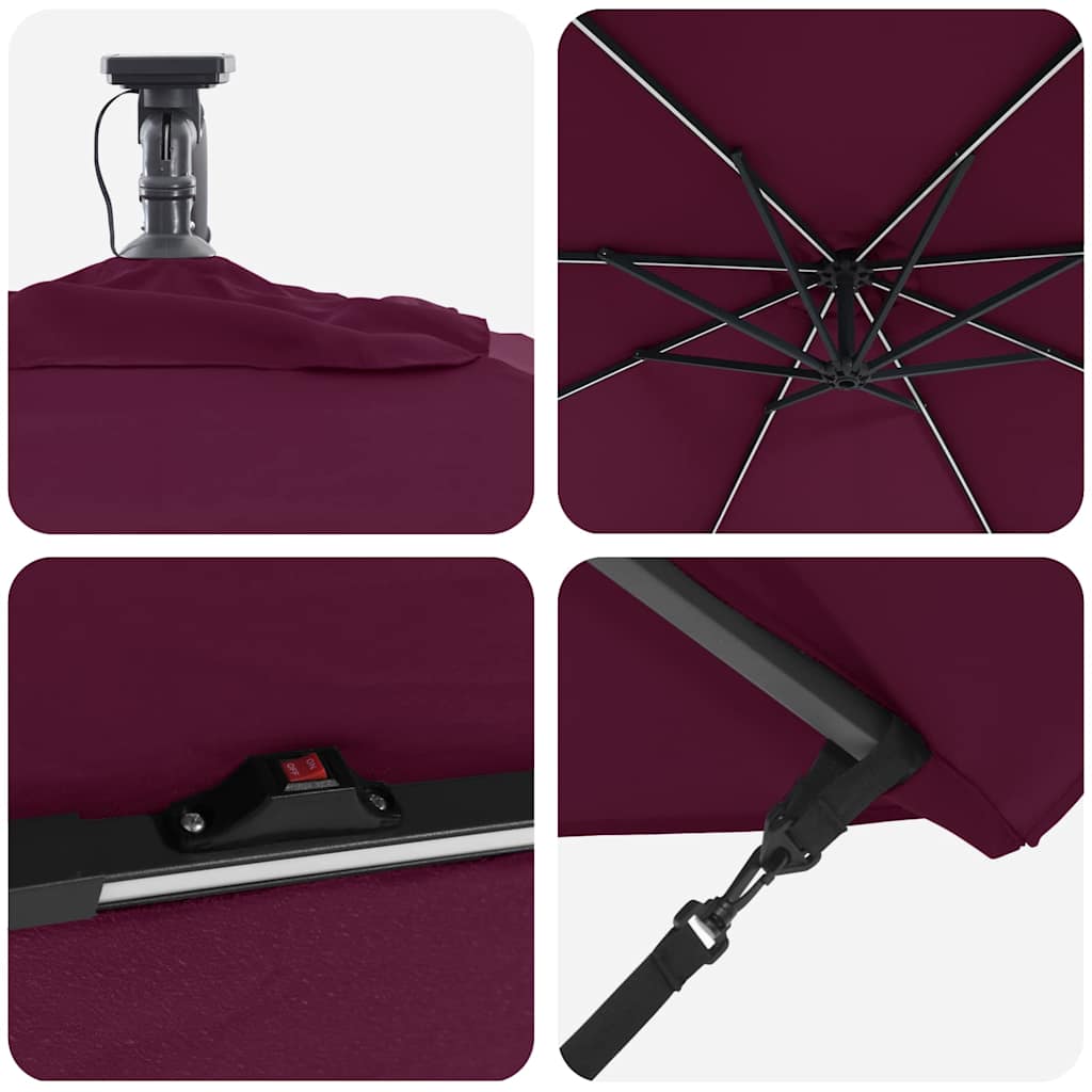 Cantilever Banana Parasol Bordeaux red 294 x 294 x 248 cm