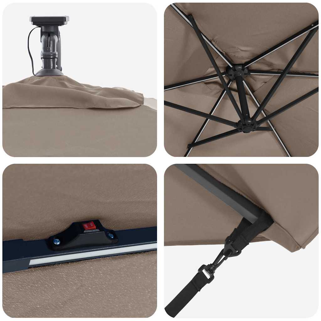 Cantilever Banana Parasol Taupe 294 x 200 x 254 cm
