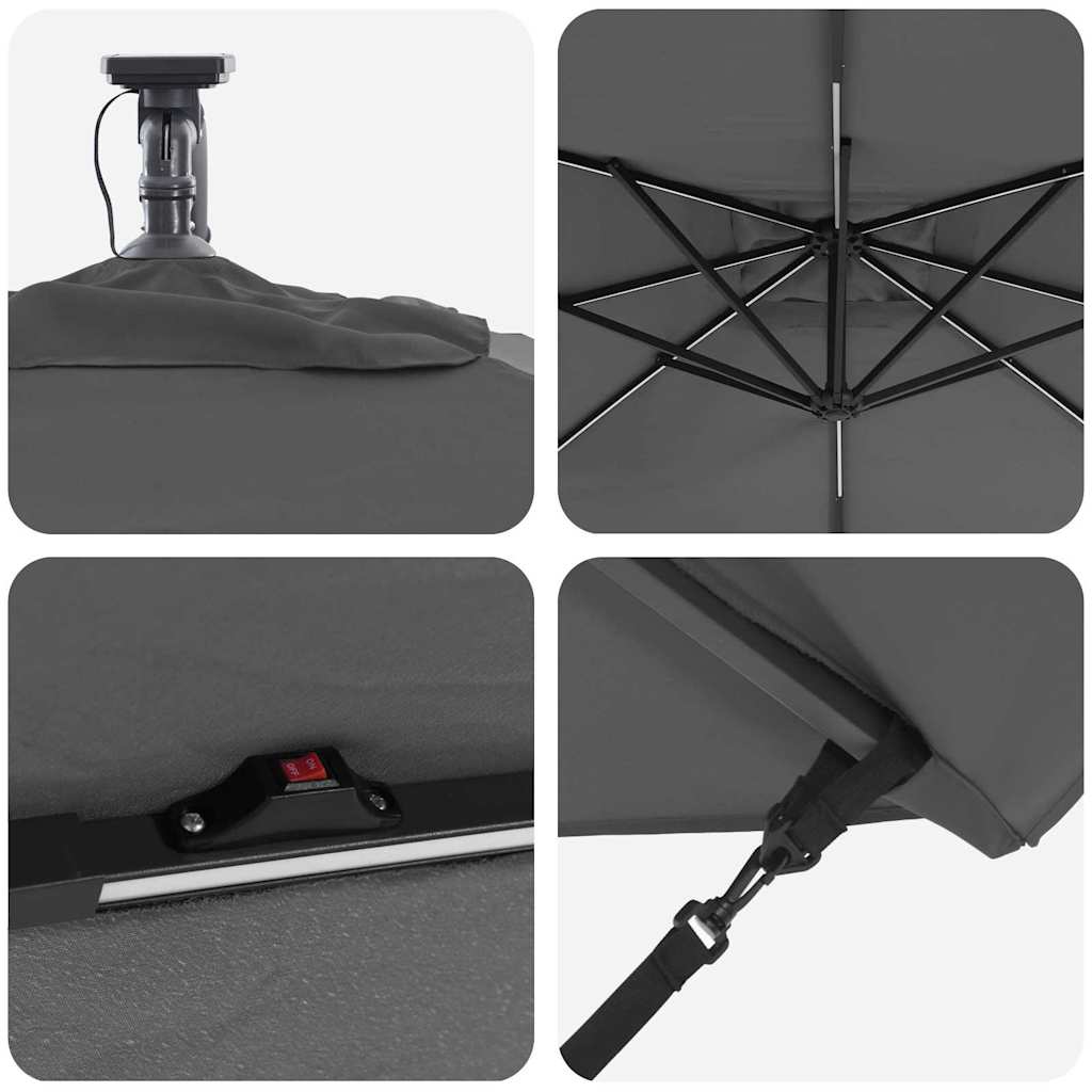 Cantilever Banana Parasol Anthracite 249 x 249 x 250 cm