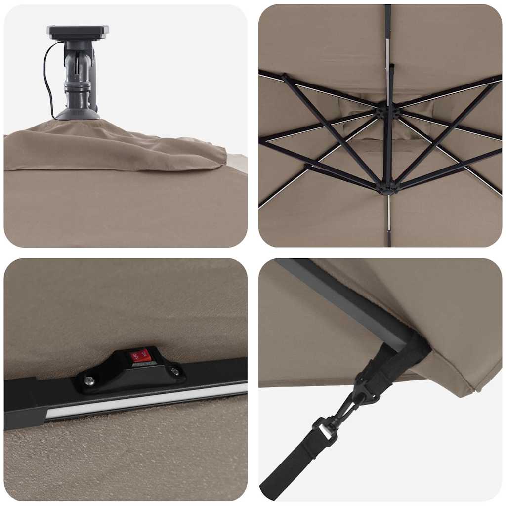 Cantilever Banana Parasol Taupe 249 x 249 x 250 cm