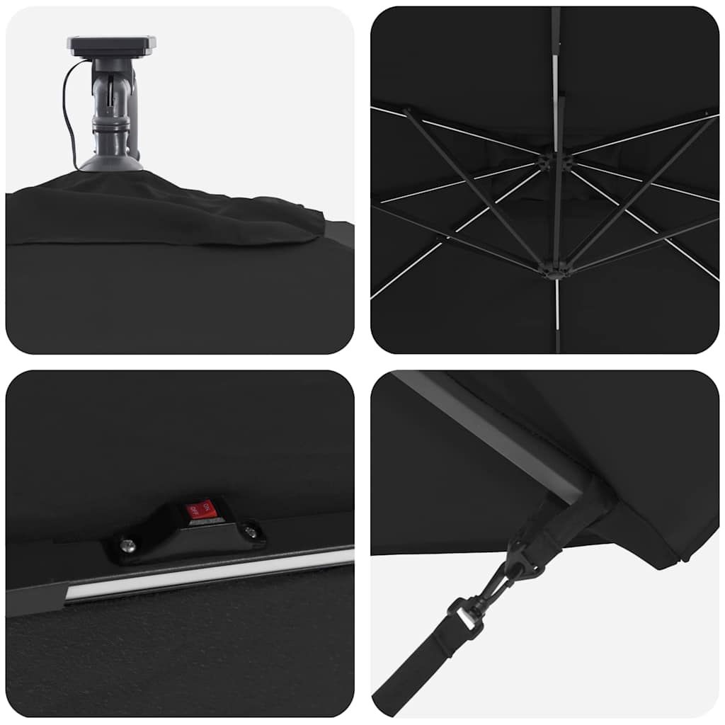 Cantilever Banana Parasol Black 249 x 249 x 250 cm