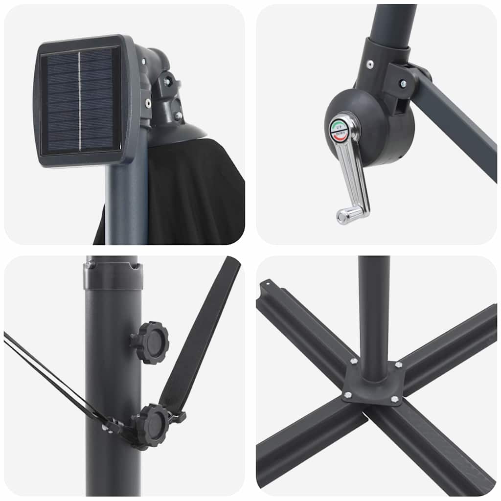 Cantilever Banana Parasol Black 249 x 249 x 250 cm