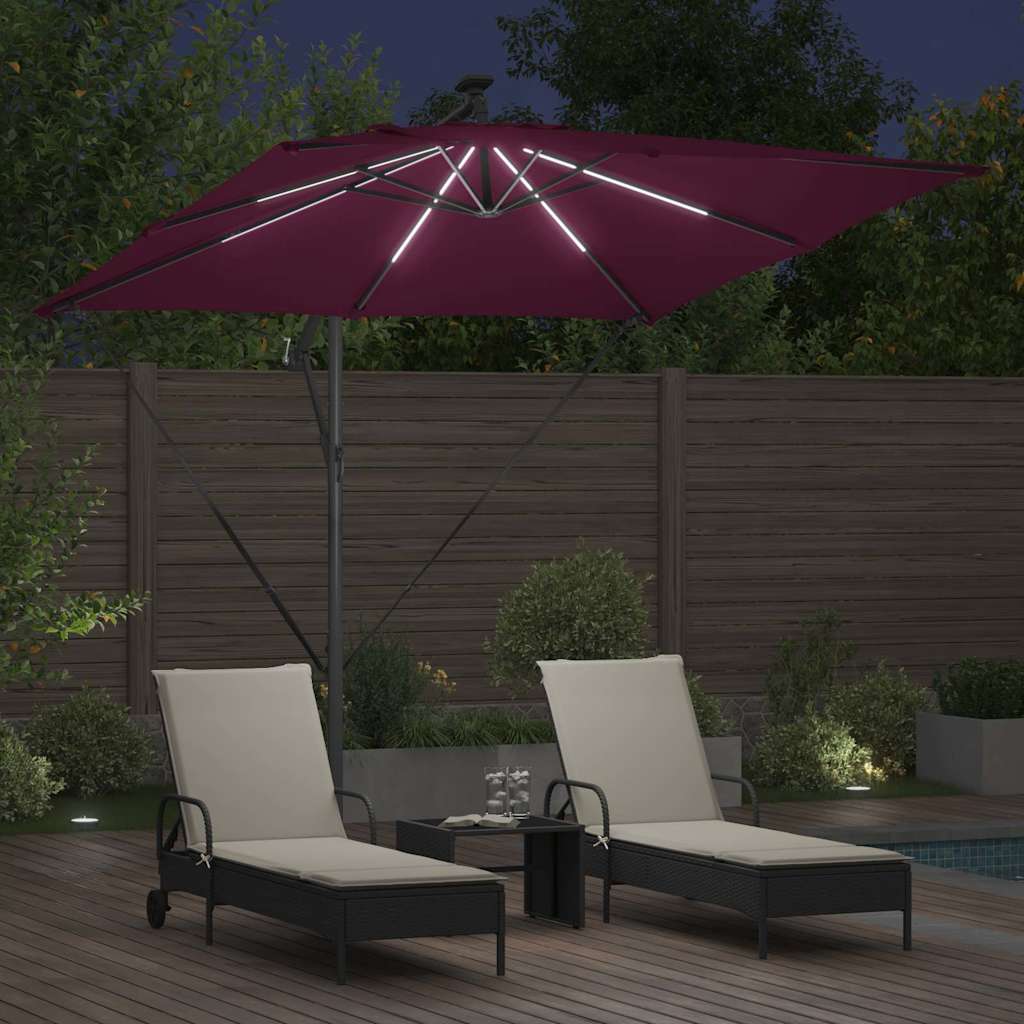 Cantilever Banana Parasol Bordeaux red 249 x 249 x 250 cm