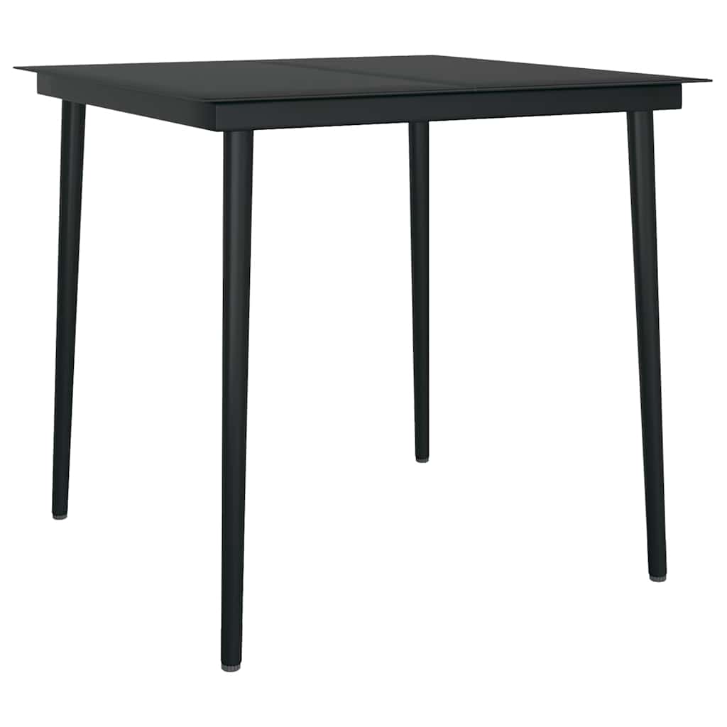 3 Piece Garden Dining Set Black Poly Rattan Glass