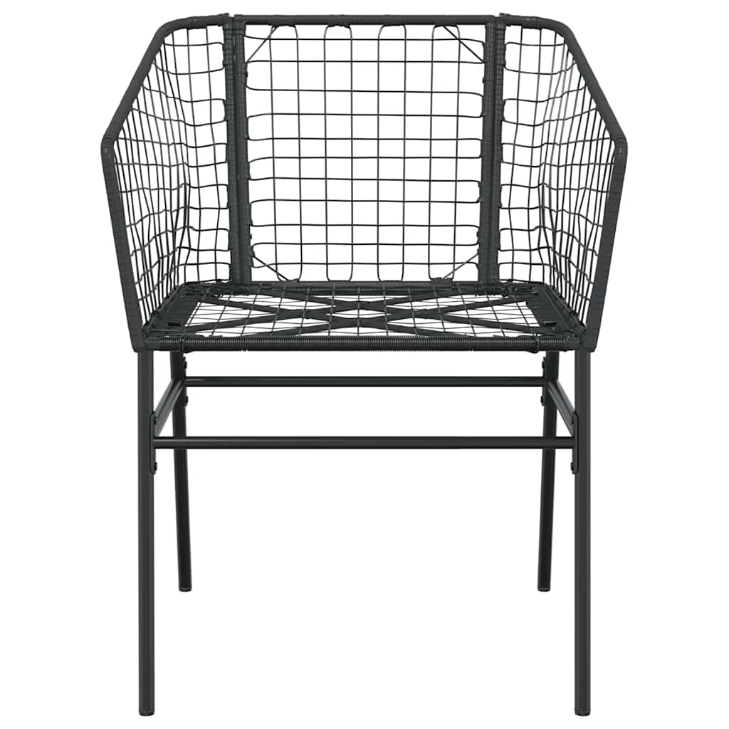 3 Piece Garden Dining Set Black Poly Rattan Glass