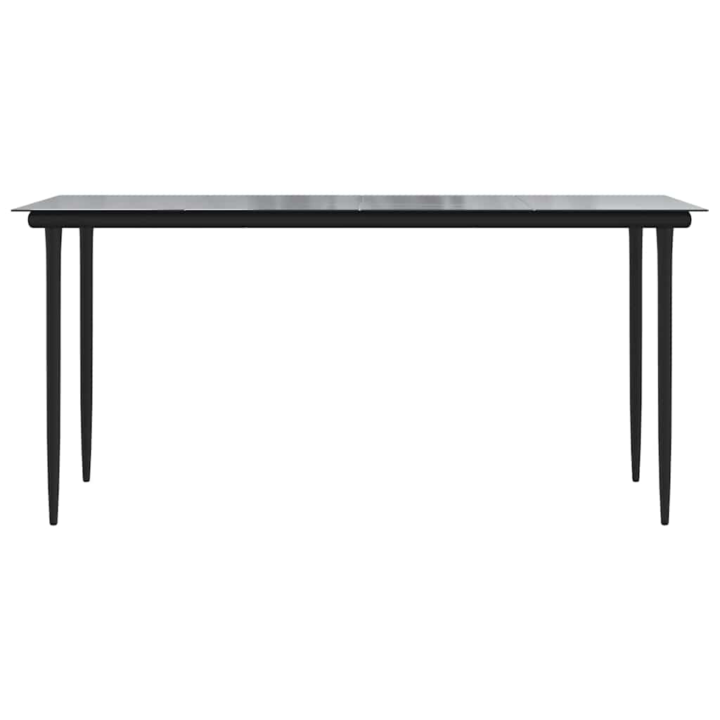 5 Piece Garden Dining Set Black Poly Rattan Glass