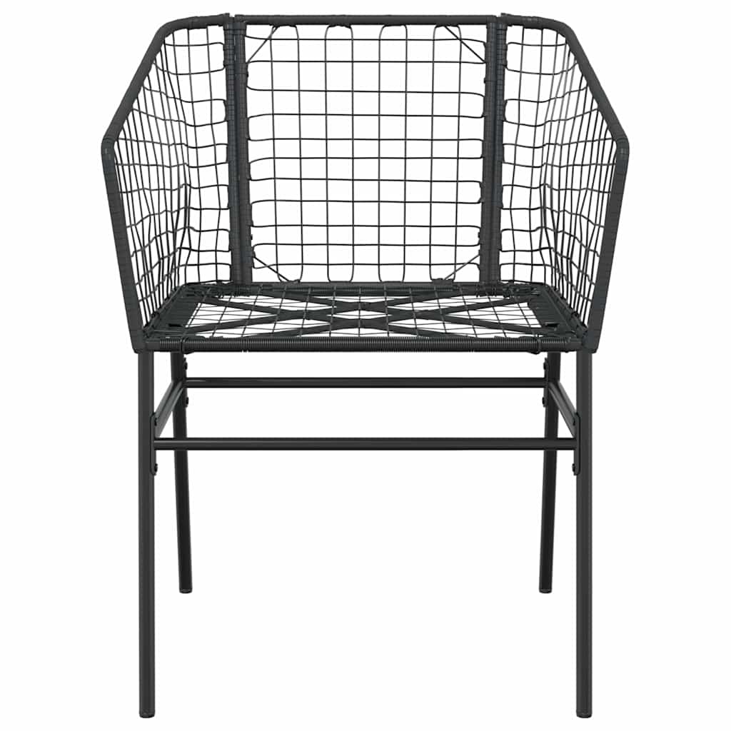 9 Piece Garden Dining Set Black Poly Rattan Glass